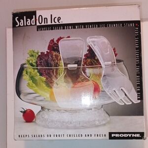 Prodyne Salad On Ice Acrylic Bowl with Utensils